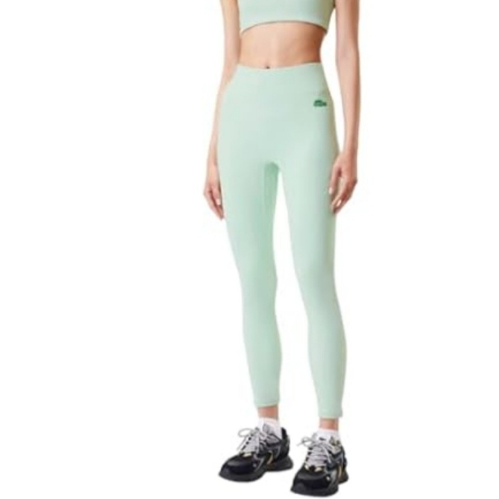 Lacoste x Bandier Mint Ribbed High-Waist Leggings